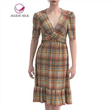 Mulberry siidist kleit trükitud tšekiga