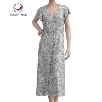 V-kaelusega siidist kleit naistele