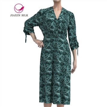 Siidist pikk kleit Roheline trükk