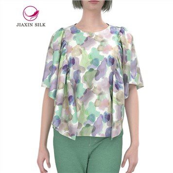 Siiditrükiga pluus liblikvarrukaga